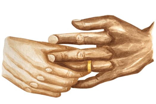 Holding hands couple in love watercolor illustration png