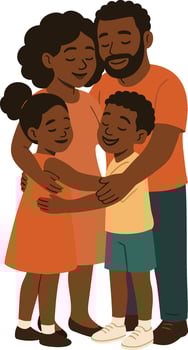 Happy African American Family Hugging Illustration vector
