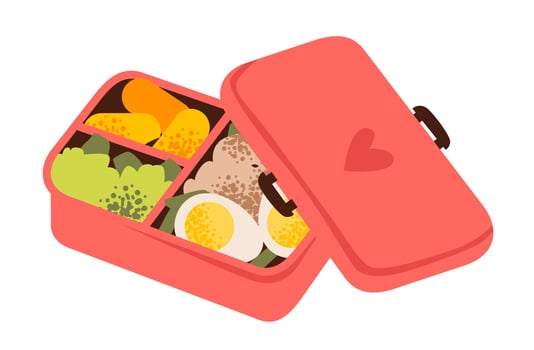 Healthy lunchbox with eggs and vegetables vector