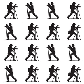 Camera Crew Silhouettes Collection for Designers vector
