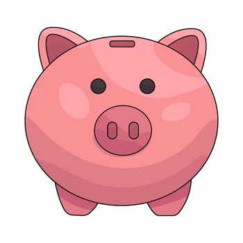 Pink cartoon piggy bank vector