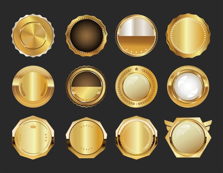 Elegant gold badges collection vector