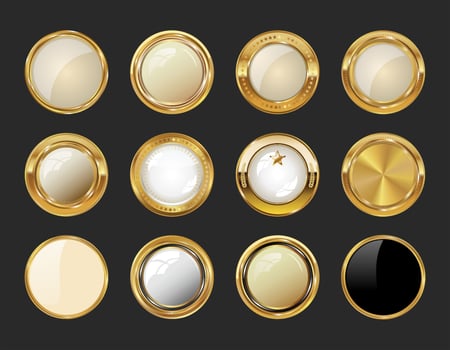 Gold button collection for design purposes vector