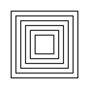 Repeated concentric squares in aesthetic postmodern style isolated on white background. Abstract geometric y2k shape. graphic illustration vector