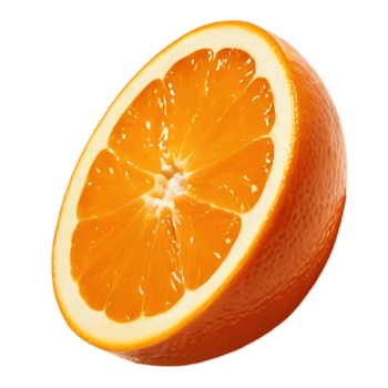 Bright orange slice isolated juicy vitamin fruit background png