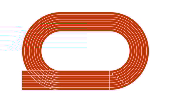 Red running track. Sports stadium aerial top view. Racetrack for sprint, marathon or other athletic competitions isolated on white background. flat illustration vector