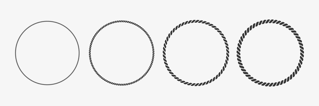 ircle woven rope frames collection. Glyph illustration of knot borders vector