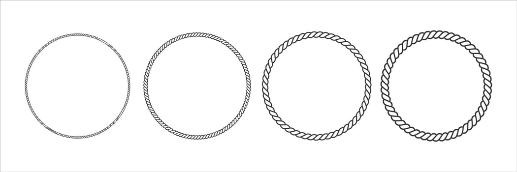 Set of circle woven frame. Outline illustration of knot borders vector