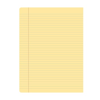 Single yellow lined paper with margin. Blank stationary for notes and writing. Isolated sheet for education document vector