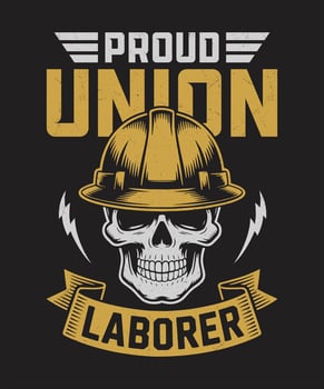 Proud Union Laborer Skull Helmet Patriotic Labor Rights Graphic for Workers, Union Members, and Labor Day Apparel vector