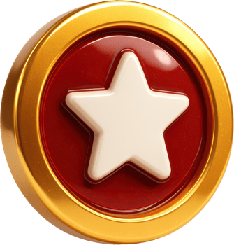 Glossy golden star badge icon for premium content and awards png