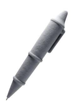 Grey stylized writing instrument with textured, minimalist design png