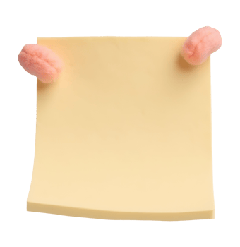 Cheerful yellow blank sticky note with whimsical pink clips for your important reminders png
