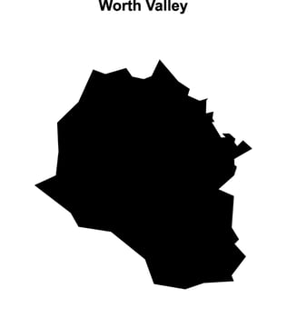 Worth Valley, England blank outline map vector