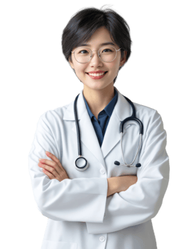 Confident Female Doctor with Stethoscope and Glasses png