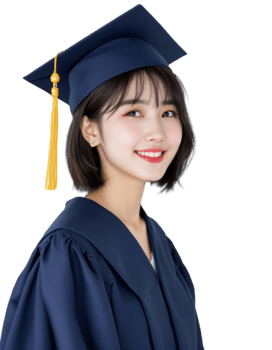 Joyful Graduate in Cap and Gown, Academic Achievement Portrait png