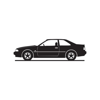 Sleek Coupe Car Side View in Black Silhouette vector