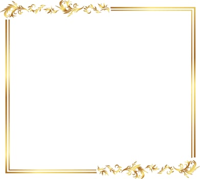 Gold frame with floral pattern on white background vector