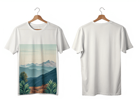 Mountain Landscape T Shirt Design Front and Back View, png