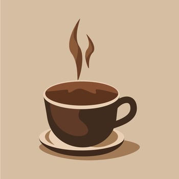 A coffee cup and a saucer with coffee steam. vector