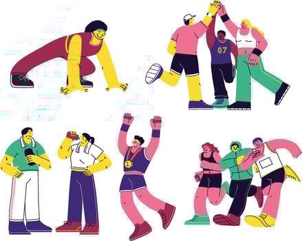 Running Club Community Character Illustration Set vector