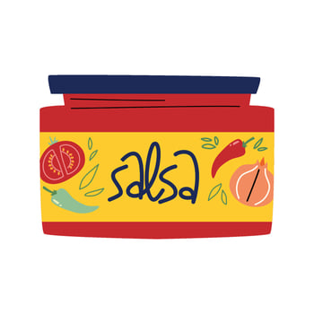 Red hot salsa sauce jar. vector