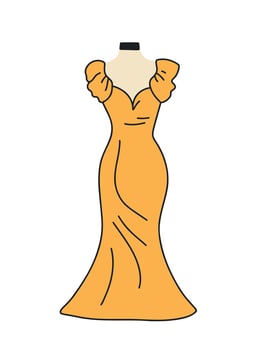 bright yellow luxurious dress on mannequin vector