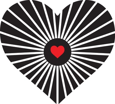 Heart with Radial Design and Red Center vector