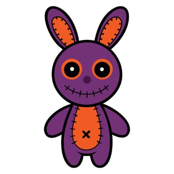 Halloween voodoo bunny doll clipart on white background vector