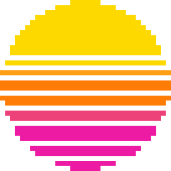 Pixel Art Retro Sunset with Gradient Stripes. sun Synthwave style png