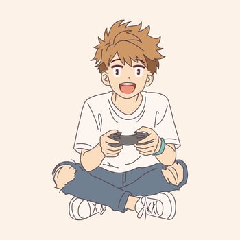 Boy with game controller smiling vector