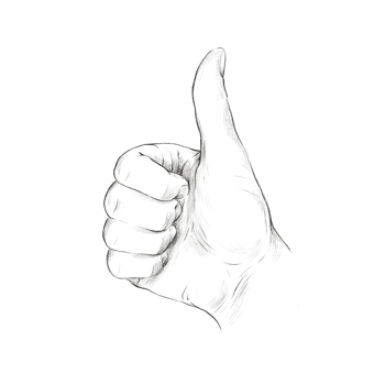 Pencil drawing human hands. Drawing lessons. thumbs up gesture, palm of a person png