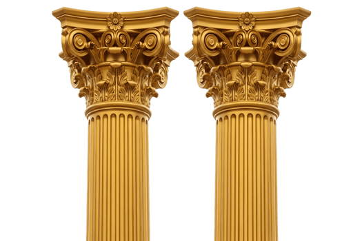 Ancient Greek Ionic marble columns form a classical temple architectural style png