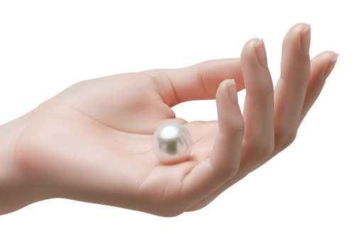 Female hand holding pearl on transparent background, luxury jewelry, high-end accessory, minimalist fashion shoot prop png