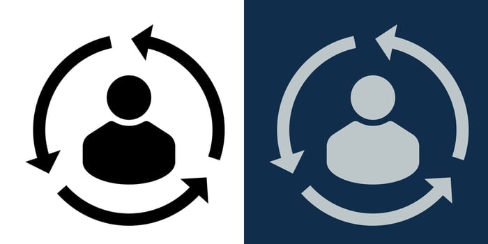 User Sync Arrows Icon Set. Profile Rotation Symbol. Refresh and Update Interface Element in Flat Style. UI Design for App, System, Automation, Synchronization and Settings Concepts. vector