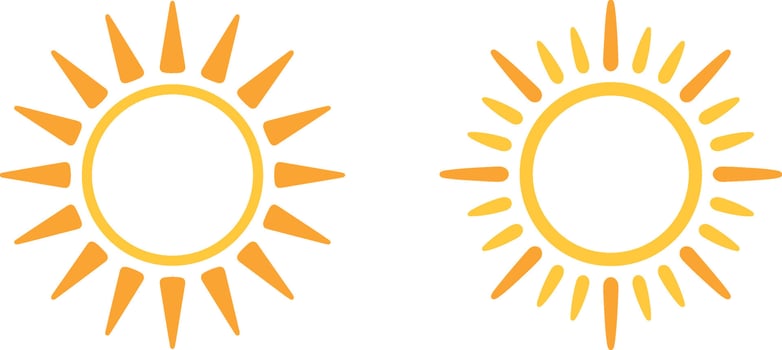 Cheerful sun icon set in bold modern flat style vector