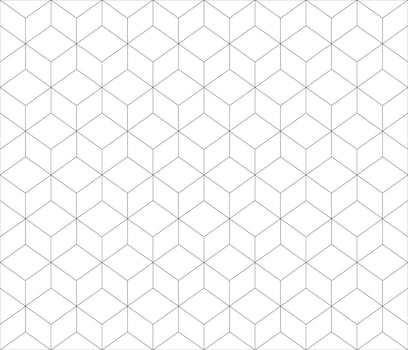 Black lined geomatrical cubes seamless pattern Cube shapes. Optical illusion vector