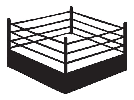 Black silhouette of a boxing ring isolated on white background, graphic illustration. concept of sports, boxing arena, athlete training, martial arts, gym equipment. vector