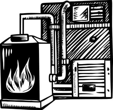 A glyph style illustration representing boiler room vector