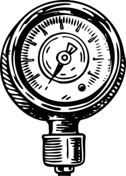 A vintage style illustration showing pressure gauge vector