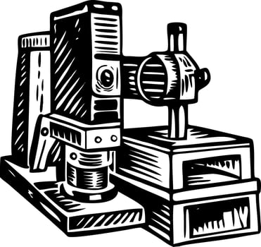 A vintage style illustration showing industrial machine vector
