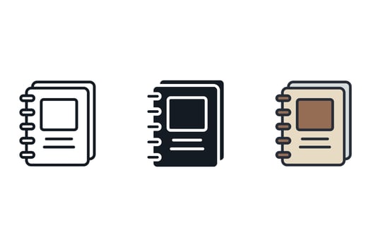 notepad set icons pack vector