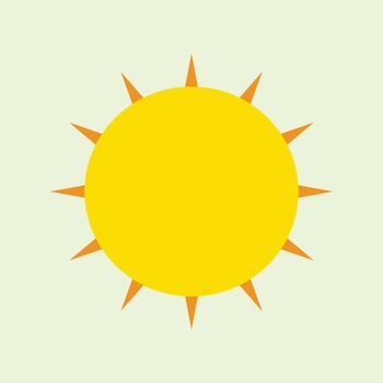Sun icon. Illustration of a yellow sun with orange rays. The glow of sunlight envelops the sun. Design elements of illustrations about nature vector
