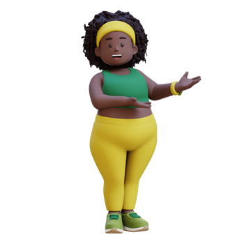 3D plus size overweight african woman presenting png