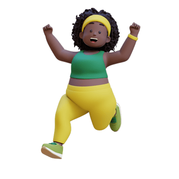 Joyful 3D plus size overweight african woman running png