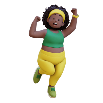 Joyful 3D plus size overweight african woman Victory Jump png