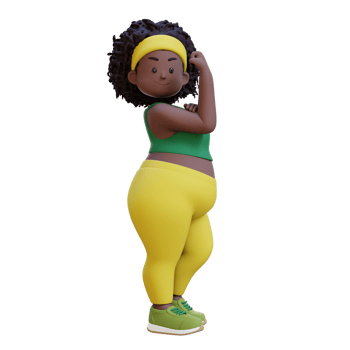 3D plus size overweight african woman Flexing his Biceps png