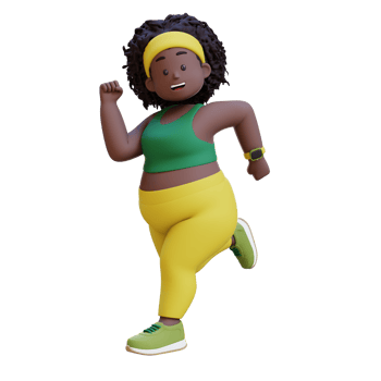 3D plus size overweight african woman Running png