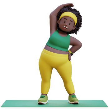 3D Plus Size Overweight african woman exercising on yoga mat png
