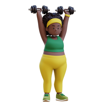 3D Plus Size Overweight african woman in Dumbbell Shoulder Press png